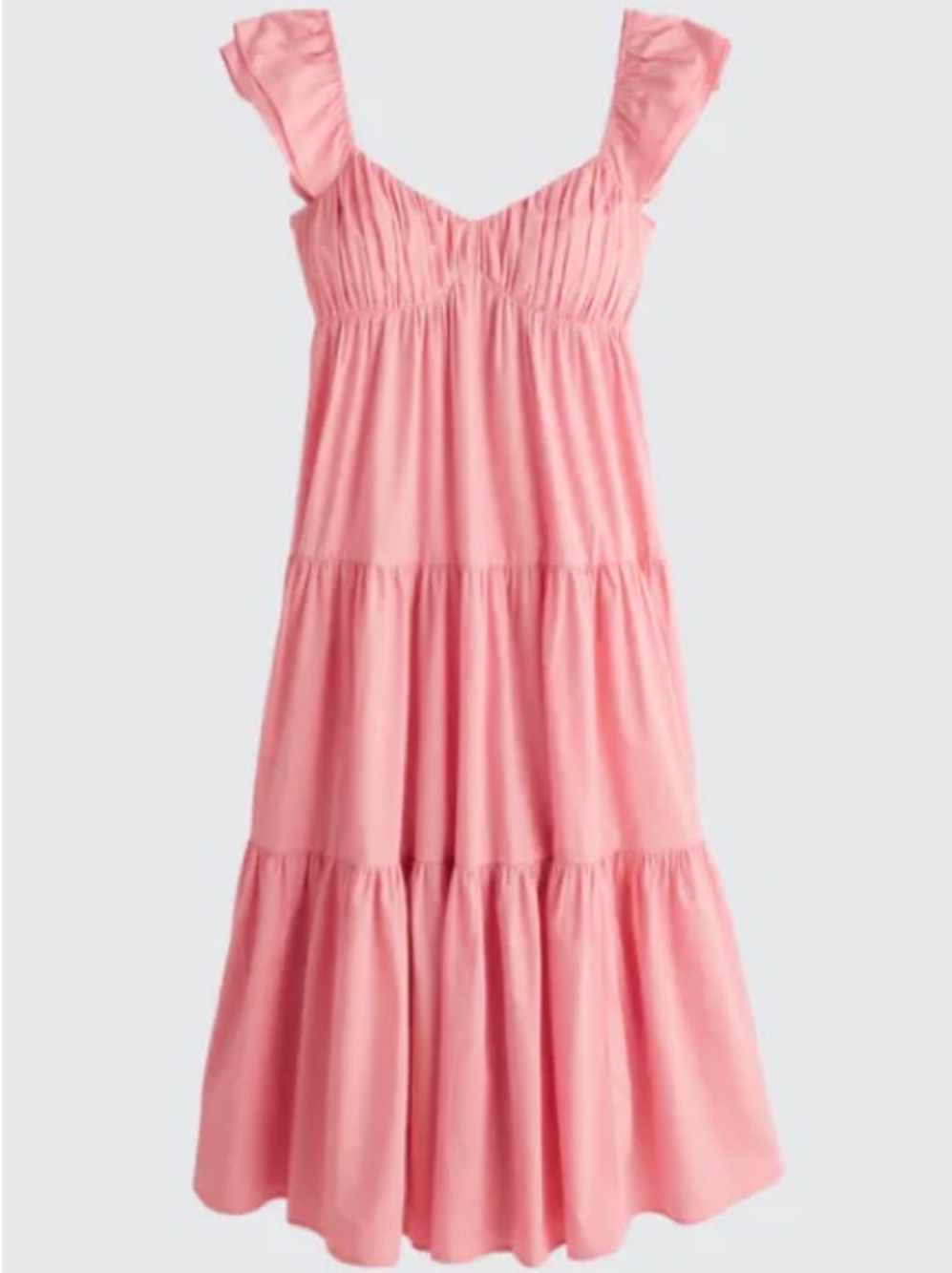 Abercrombie Pink Tiered Ruffle-Sleeve Maxi Dress